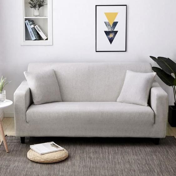 Housse de Canapé - INSFITY - 4 Places - Extensible - 235-300cm - Gris