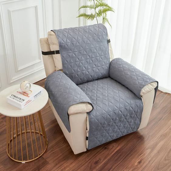 Housse de Canapé Réversible Imperméable,Housse Fauteuil Relax 1 Place avec Sangles élastiques Universel, 55 x 200cm,Gris