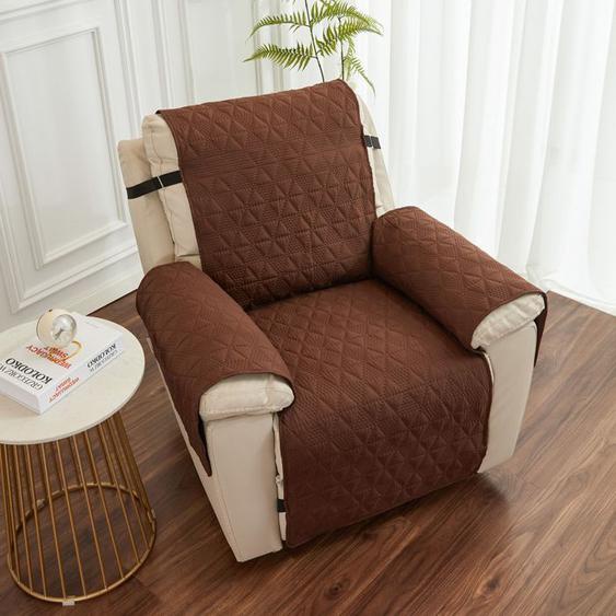 Housse de Canapé Réversible Imperméable,Housse Fauteuil Relax 1 Place avec Sangles élastiques Universel, 55 x 200cm,Marron