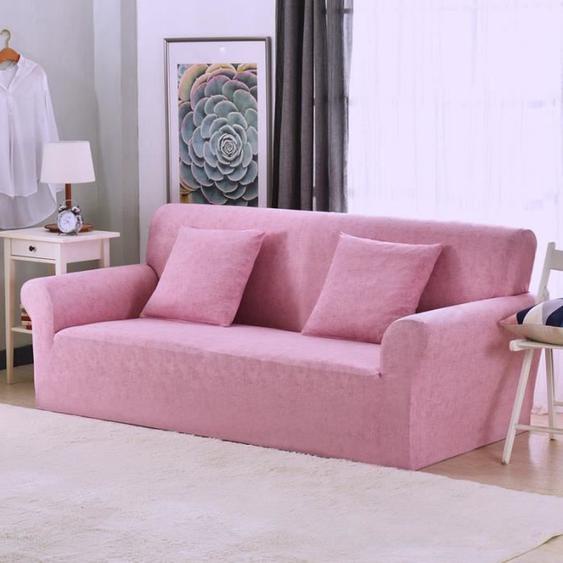 Housse de canapé - LEOCLOTHO - Rose pâle - Extensible - Déhoussable - Taille unique