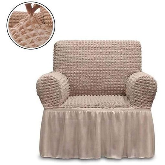 Housse de Canapé1 Place Extensible avec Accoudoirs Housse de Fauteuil Protecteur de Canapé avec Jupe Décor Salon - Kaki