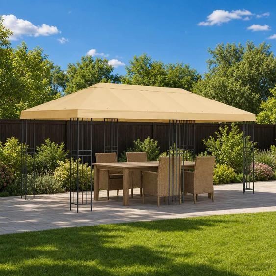 Housse de canopée de gazebo 6 x 3 m Crème Polyester 190