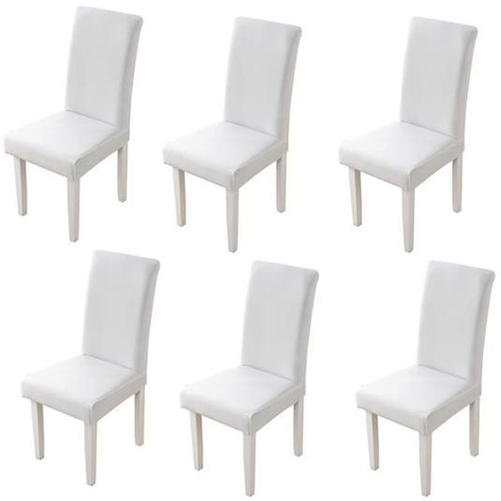 Housse de Chaise, 6 Pieces Extensible Amovible Lavable Moderne Couverture de Chaise-Blanc