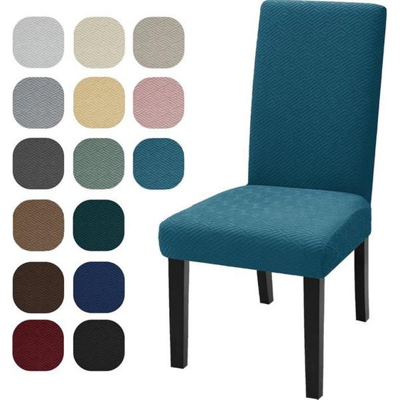 Housse De Chaise 6pcs,Housse Chaise Extensible,Housse Chaise Salle A Manger,Couvre Chaise,Housse De Chais Bouclette,Bleu Paon