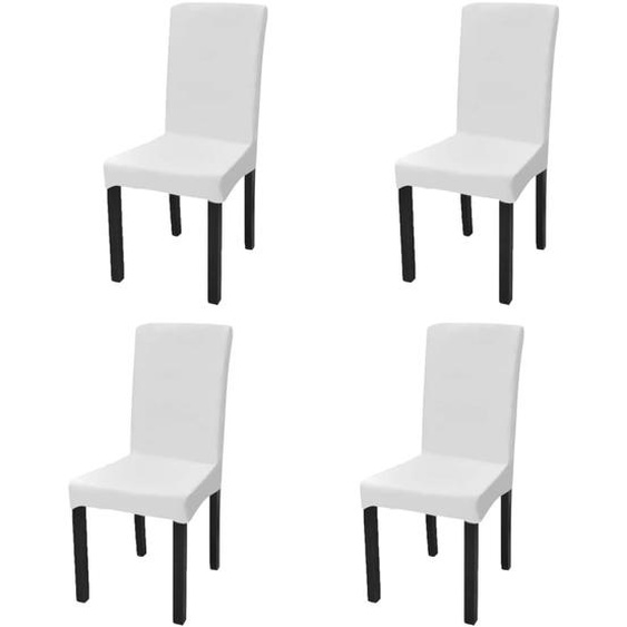 Housse de chaise droite extensible 4 pcs blanc