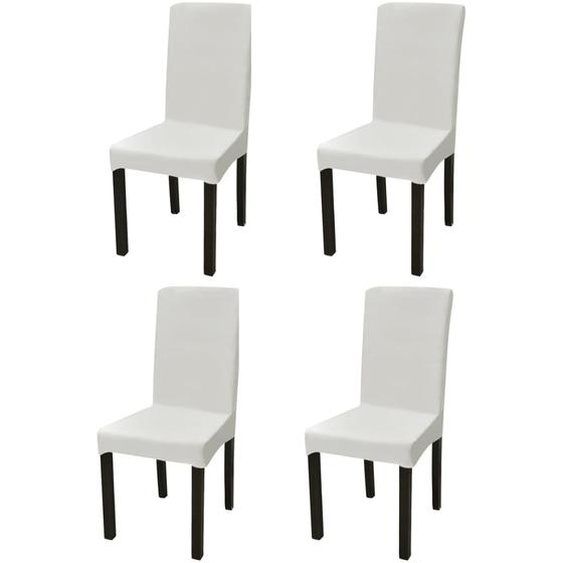 Housse de chaise droite extensible 4 pcs Crème
