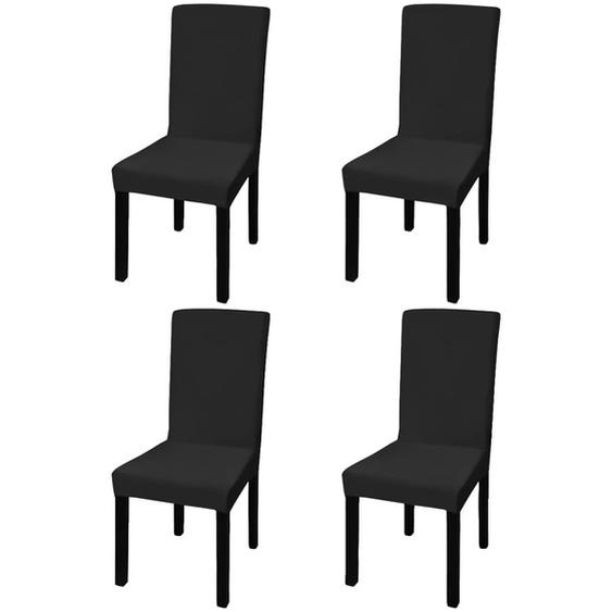 Housse de chaise droite extensible 4 pcs noir