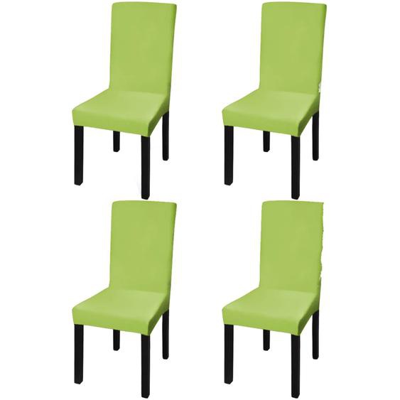 Housse de chaise droite extensible 4 pcs vert