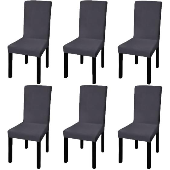 Housse de chaise droite extensible 6 pcs anthracite