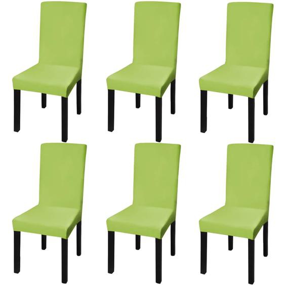 Housse de chaise droite extensible 6 pcs vert