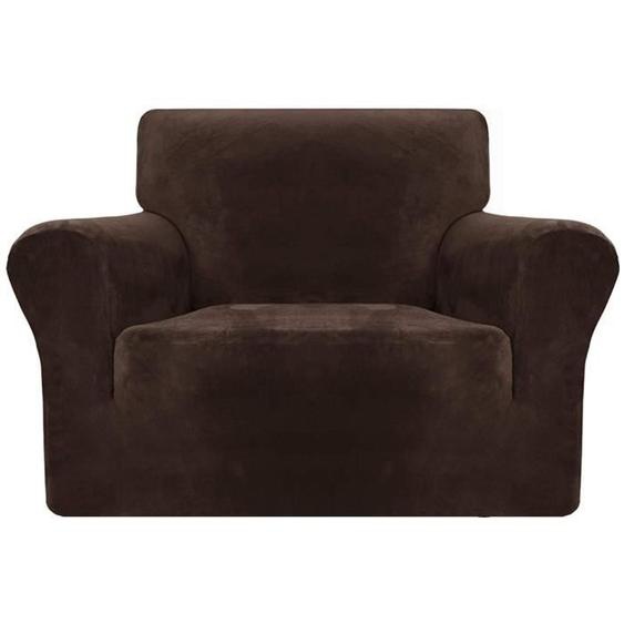 Housse de Chaise en Velours pour fauteuils Housse de canapé Extensible antidérapante 1 Place Chiens Salon 1 pièce