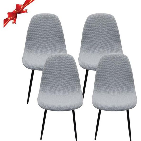 Housse de Chaise Scandinave 4pcs,Housse de Chaise de Salle Manger Scandinaves Extensible,Jacquard Diagonal Couverture Chaise Gris