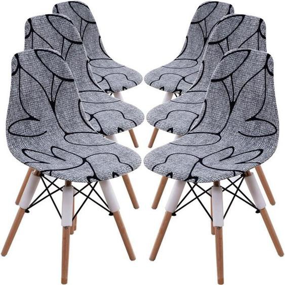 Housse de chaise scandinave extensible motif 6 pieces housse de chaise scandinave salle à manger imprimé lavable protection chaise