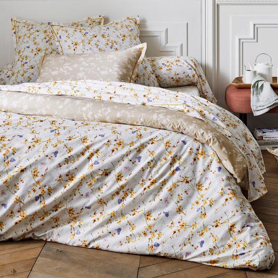 Housse de couette 140x200 cm percale 100% coton BEL AMOUR jaune