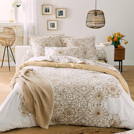 Housse de couette 240x220 cm percale 100% coton GABRIELLE jaune champagne