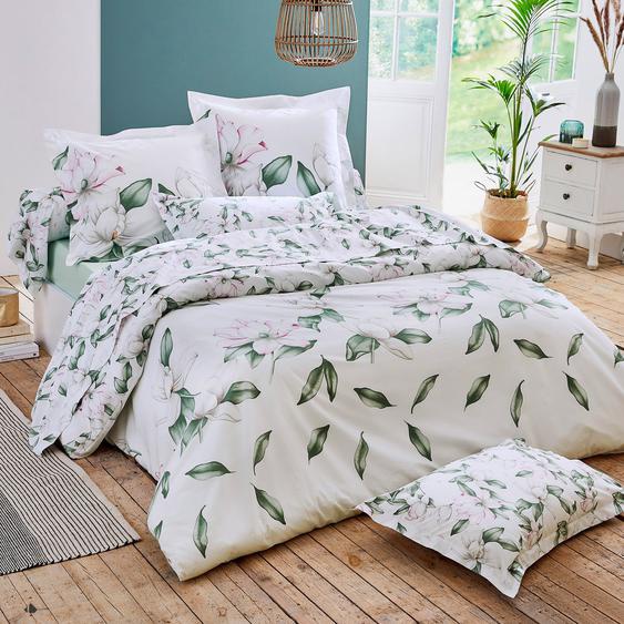 Housse de couette 260x240 cm percale 100% coton MAGNOLIA vert sauge