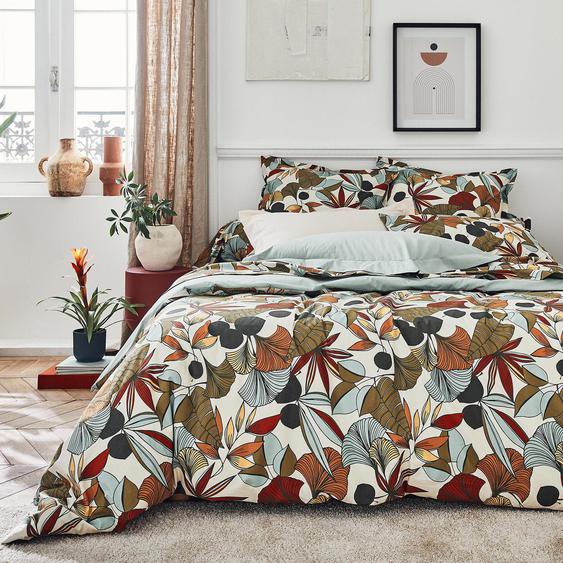 Housse de couette 280x240 cm percale 100% coton CASCADE vert sauge