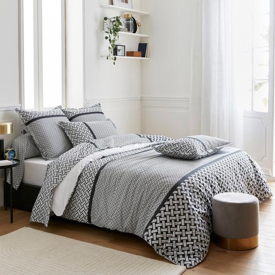 Housse de couette 300x240 cm percale 100% coton RIVIERA noir Réglisse