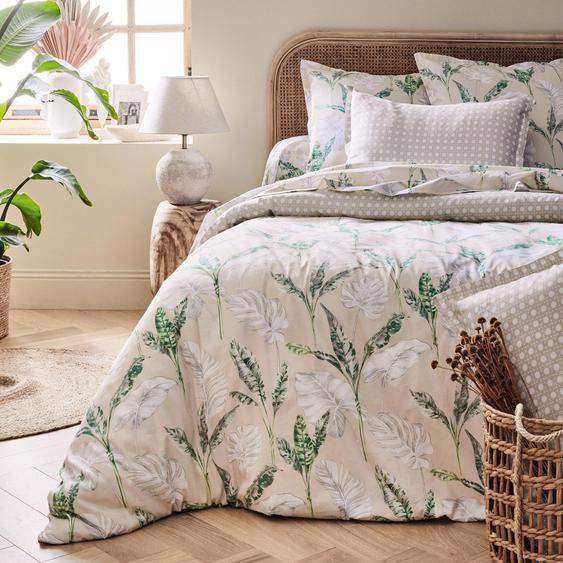 Housse de couette 300x240 cm satin de coton VOYAGE beige Lin
