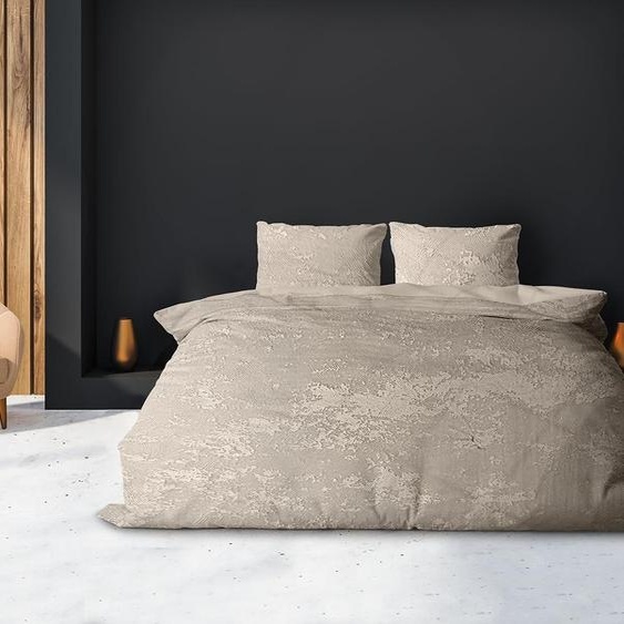 Housse de couette 3D en velours, motif vagues - Beige, dimensions 140x200/220 cm