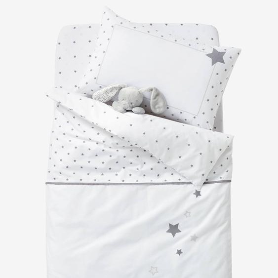 Housse de couette bébé PLUIE DETOILES blanc/gris