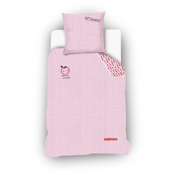 Housse De Couette Catimini Pomme Damour Coton Rose