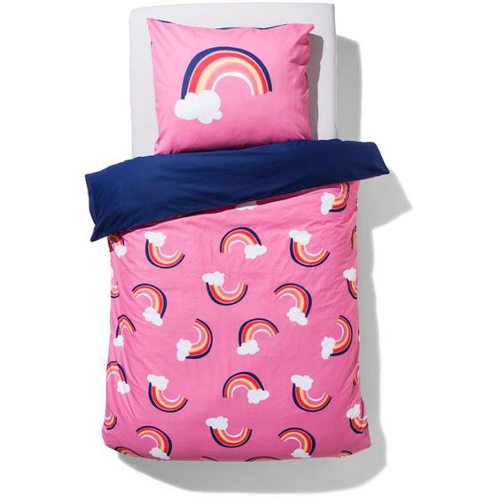 Housse De Couette Enfant - Coton Doux - 140 X 200 - Rose Arcs-en-ciel (rose)