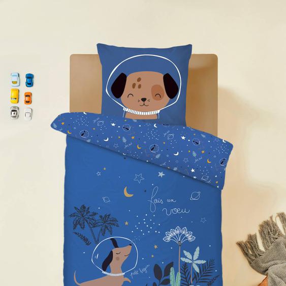 Housse De Couette Enfant + Taie Doreiller Milo Bleu