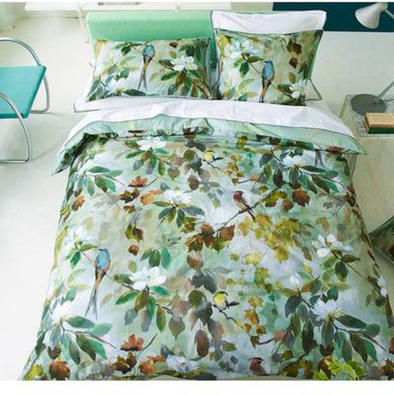 Housse de couette imprimée en percale de coton, MAPLE TREE CELADON