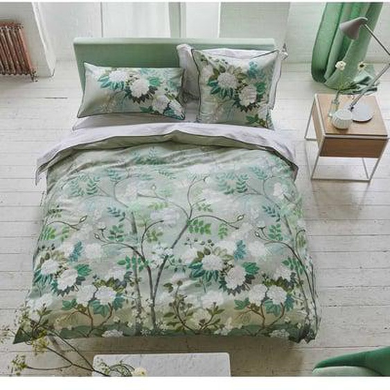 Housse de couette imprimée en satin de coton, FLEUR ORIENTALE