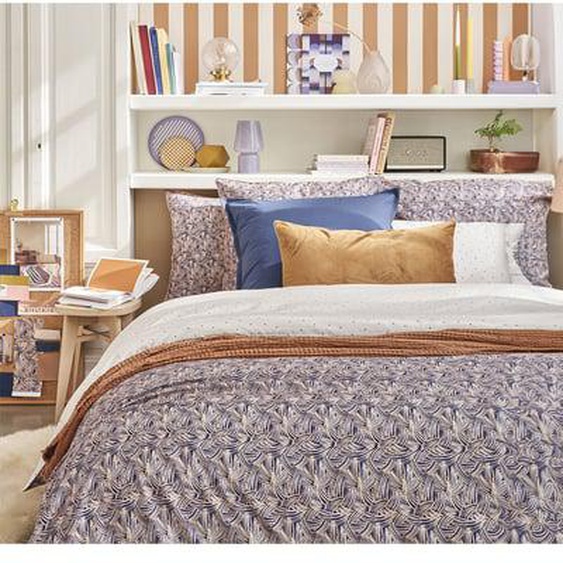 Housse de couette imprimée en satin de coton, TRESSAGE