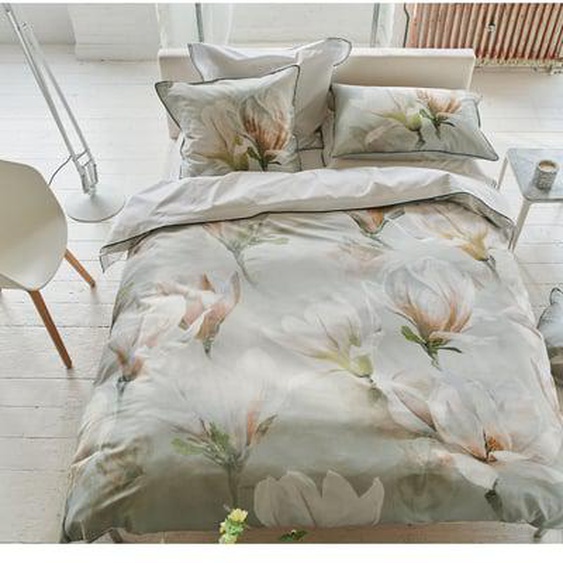 Housse de couette imprimée en satin de coton, YULAN MAGNOLIA