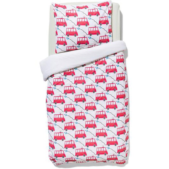 Housse De Couette Jeune Enfant - Coton Doux - 120 X 150 Cm - Camion De Pompier (rouge)