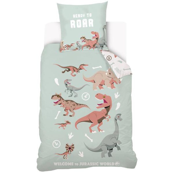 Housse De Couette Jurassic World Dinosaure Coton Vert Vert Deau