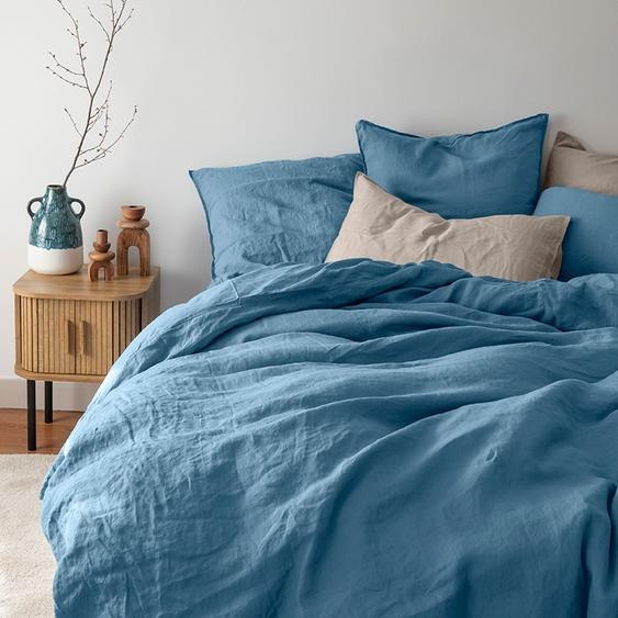 Housse de couette lin et coton lavé Songe bleu baltique