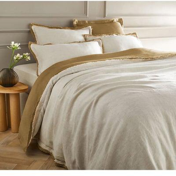 Housse de couette lin lavé double frange Alhanasia