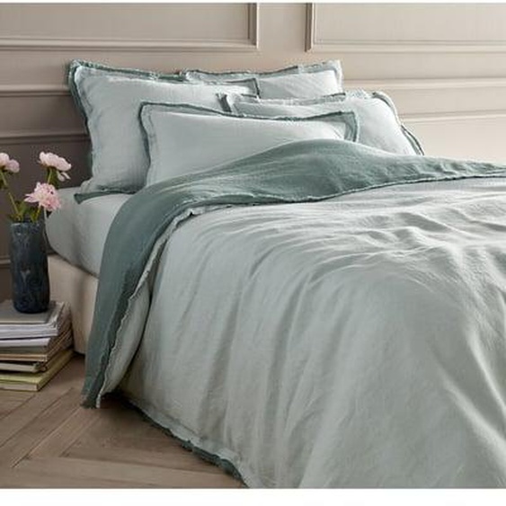 Housse de couette lin lavé double frange Alhanasia