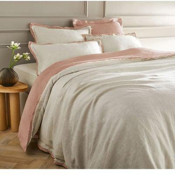 Housse de couette lin lavé double frange Alhanasia