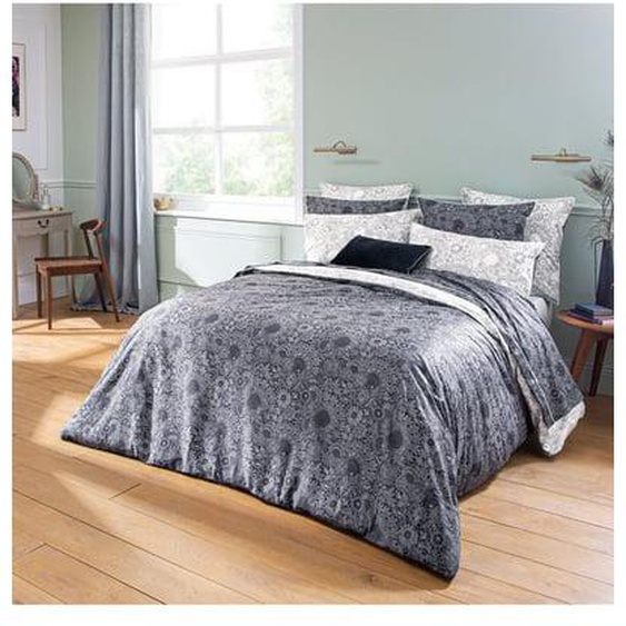 Housse de couette percale de coton 80 fils Guipures marine