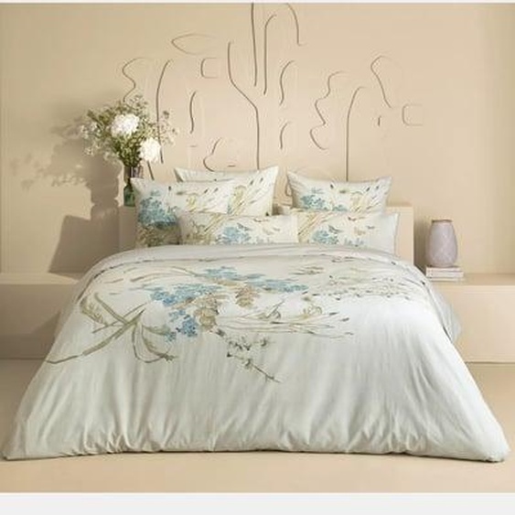 Housse de couette pur coton lavé imprimé beige Caprices parchemin