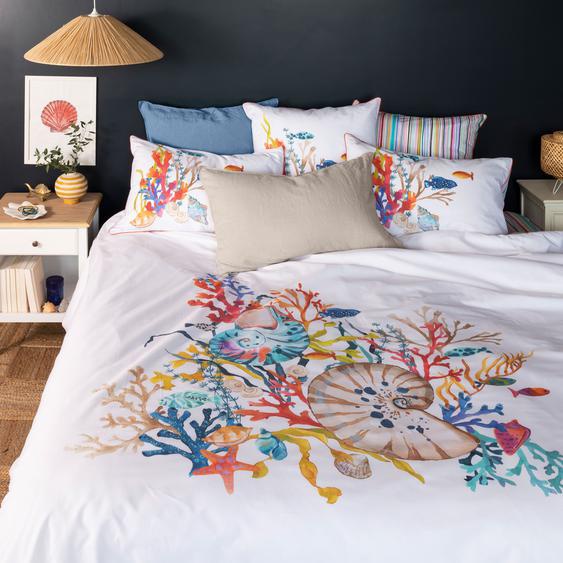 Housse de couette réversible percale de coton Récif