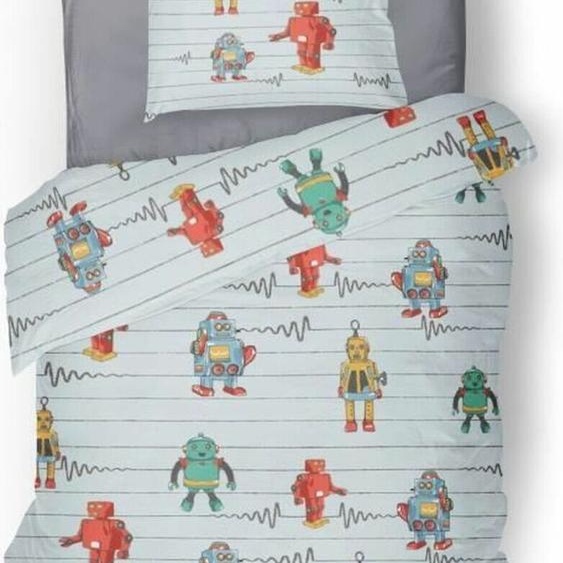 Housse de couette Roupillon robot Gris 140 x 200 cm 2 pièces