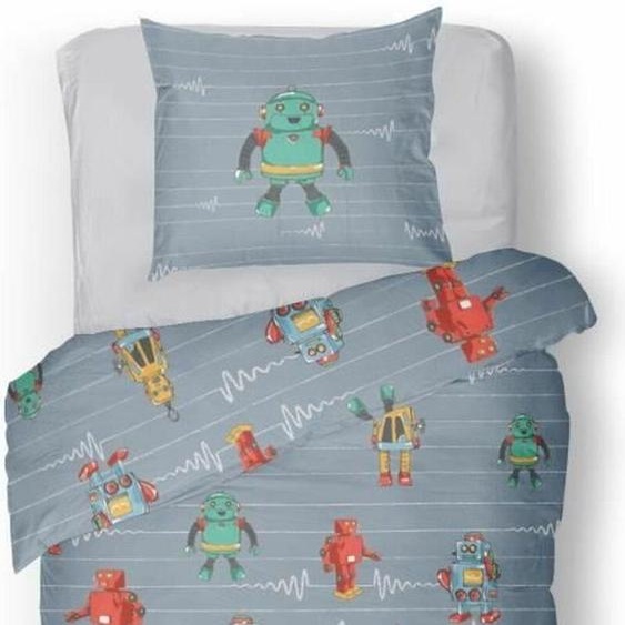 Housse de couette Roupillon robot gris foncé 140 x 200 cm 2 pièces