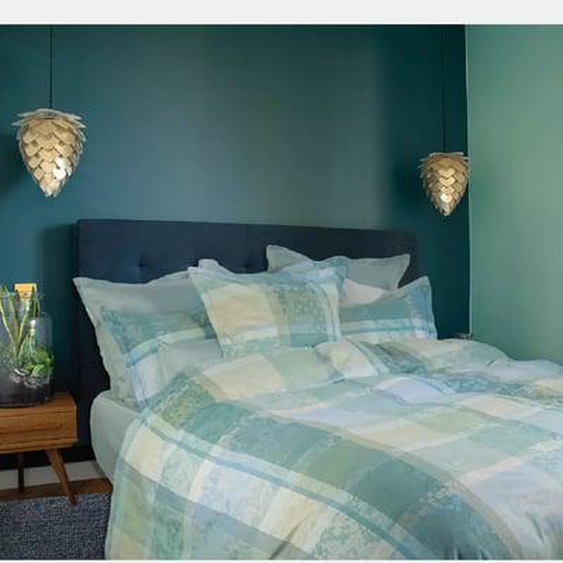 Housse de couette satin de coton Mille dentelles turquoise