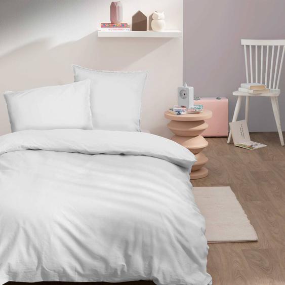 Housse De Couette Unie, Coton Lavé Blanc