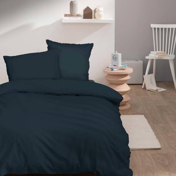 Housse De Couette Unie, Coton Lavé Bleu Nuit