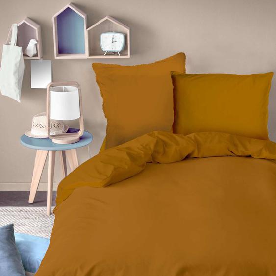 Housse De Couette Unie, Coton Lavé Caramel