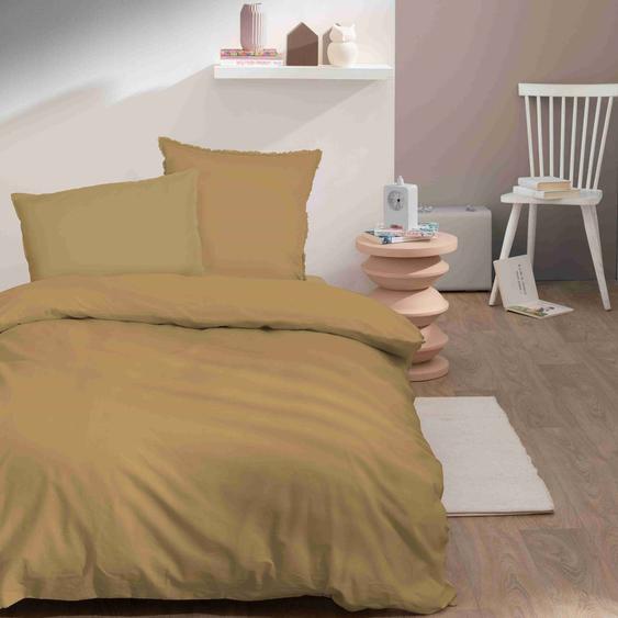 Housse De Couette Unie, Coton Lavé Miel