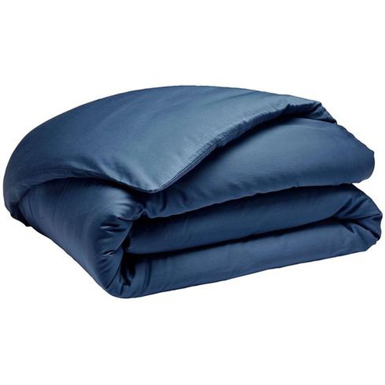 Housse de couette unie en satin de coton lavé, Bleu Flandres