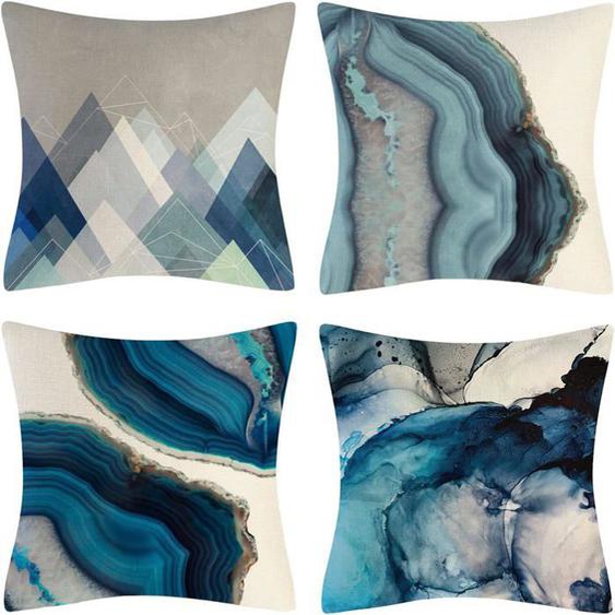 Housse de Coussin 45x45 Marbre Décoratif Housses Coussins pour Canapé Salon Lit Extérieur Lot de 4 Géométrique Taie doreiller